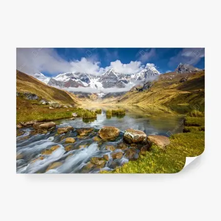 Wall mural majestic alpine mountain lake • Wallissimo®