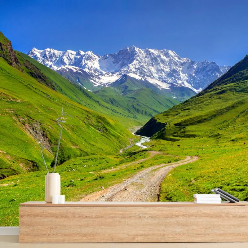 Wall mural majestic view of Shkhara from Ushguli