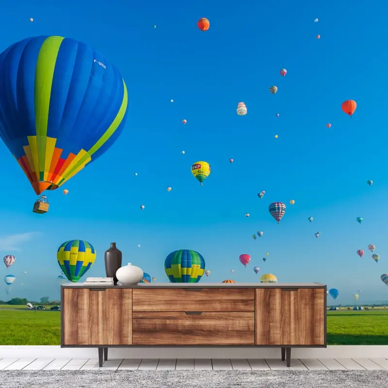 Wall mural colorful hot air balloons over Chambley