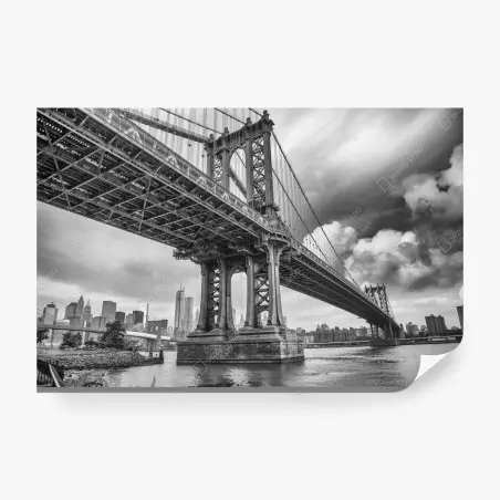 Wall mural Manhattan bridge perspective over New York skyline • Wallissimo®