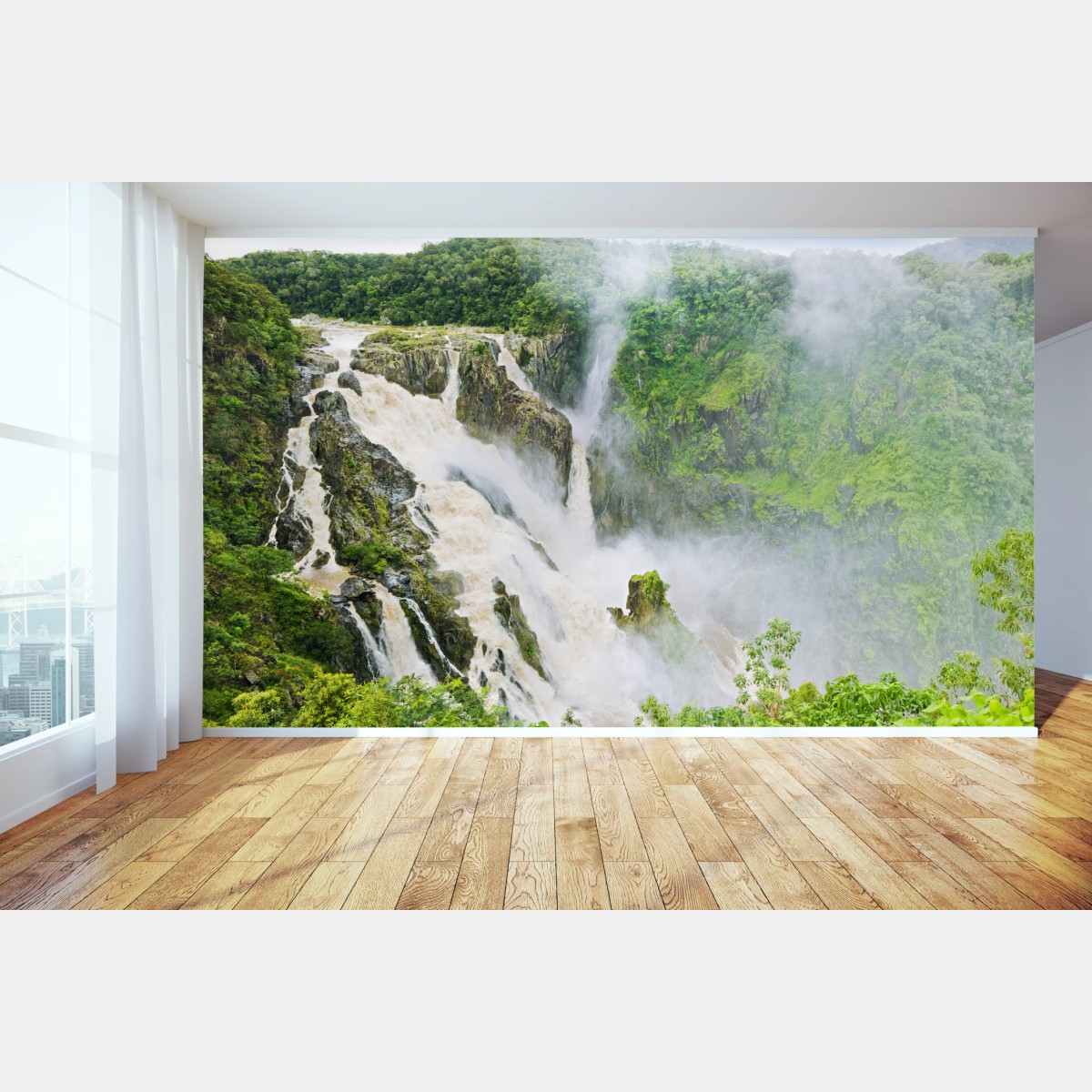 Wall mural Barron Falls rainforest waterfall panorama • Wallissimo®