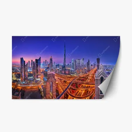 Repositionable sticker Dubai skyline at twilight • Wallissimo®
