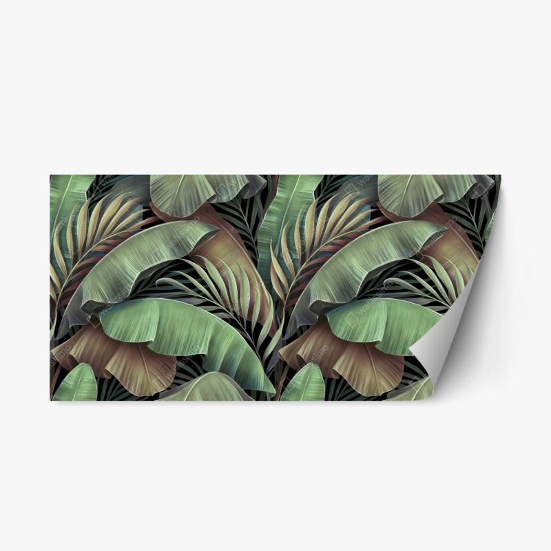 Repositionable sticker tropical leaves botanical pattern