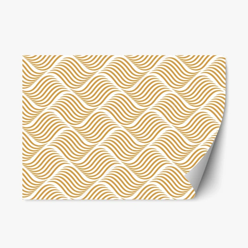 Repositionable sticker golden wave pattern wall art