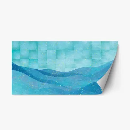 Repositionable sticker turquoise wave abstract composition • Wallissimo®