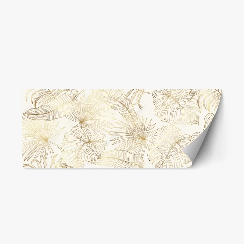 Repositionable sticker golden tropical leaves pattern
