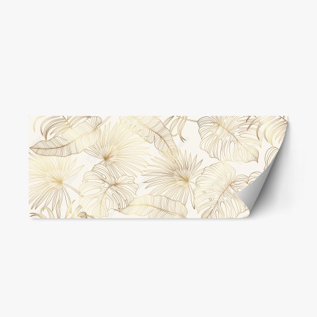 Repositionable sticker golden tropical leaves pattern • Wallissimo®