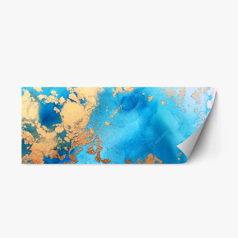 Repositionable sticker blue and gold abstract ocean texture