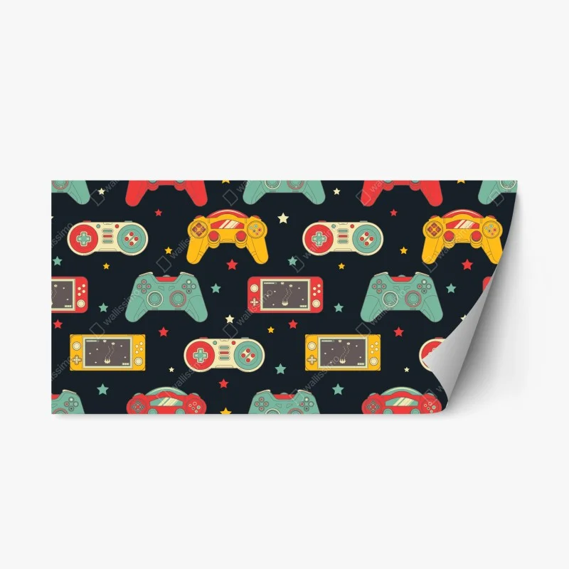 Repositionable sticker retro game controller pattern