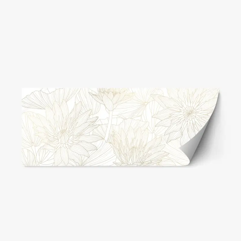 Repositionable sticker delicate gold floral line art