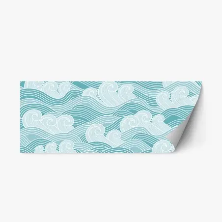 Repositionable sticker serene turquoise wave pattern • Wallissimo®