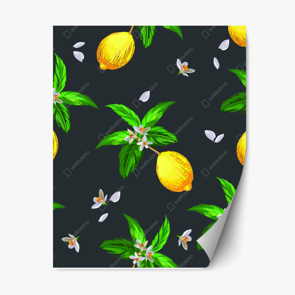 Repositionable sticker vibrant lemon botanical pattern • Wallissimo® Repositionable sticker vibrant lemon botanical pattern • Wallissimo®