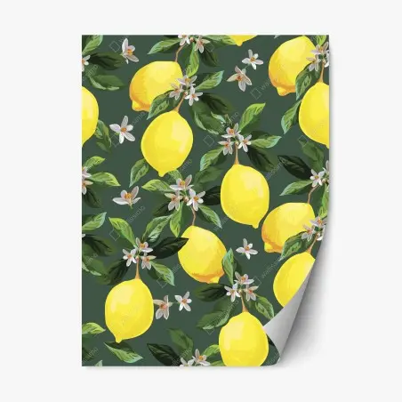 Repositionable sticker lemon blossom botanical print • Wallissimo®