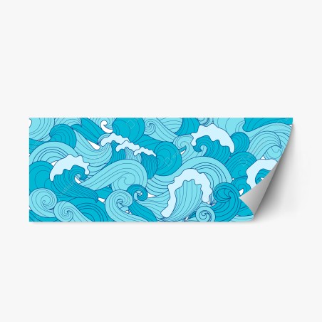 Repositionable sticker blue ocean waves pattern • Wallissimo®