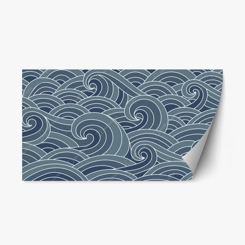 Repositionable sticker stylized ocean wave pattern