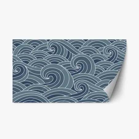 Repositionable sticker stylized ocean wave pattern • Wallissimo®