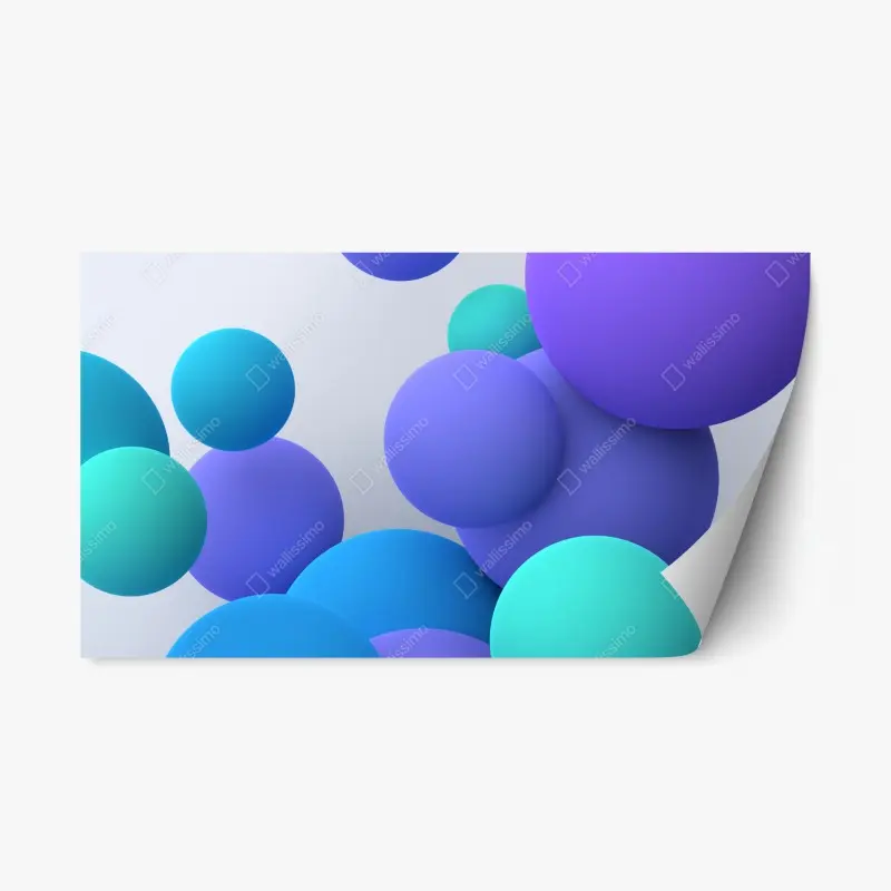 Repositionable sticker colorful 3d floating spheres abstract art