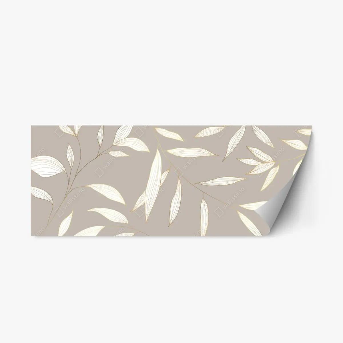 Repositionable sticker delicate gold-lined leaves on beige background • Wallissimo® Repositionable sticker delicate gold-lined leaves on beige background • Wallissimo®