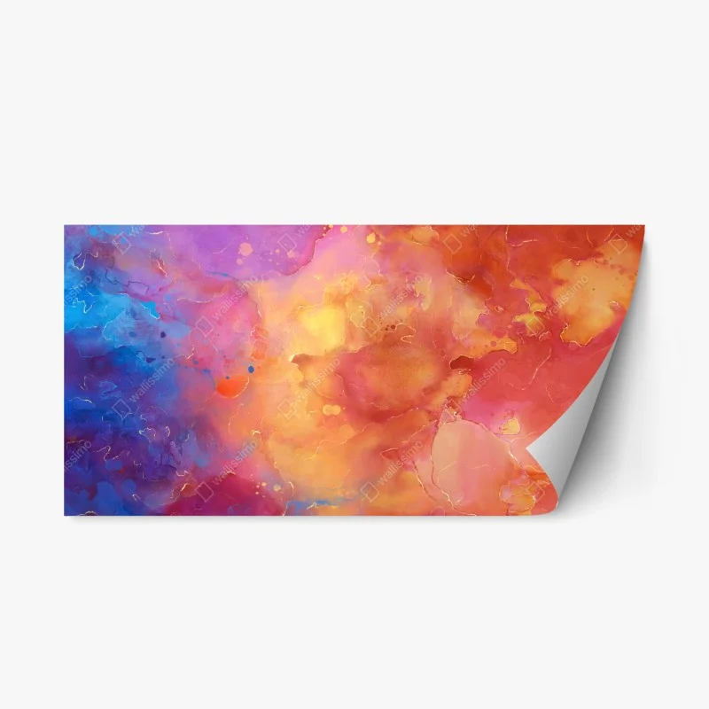 Repositionable sticker vibrant watercolor abstract in warm hues