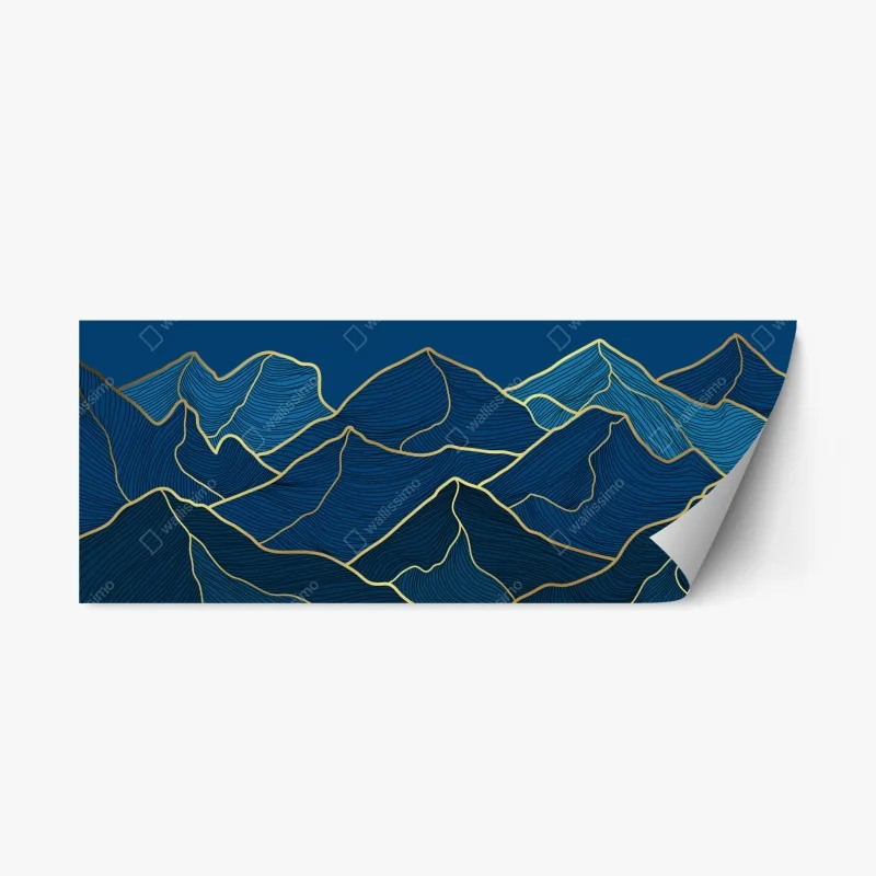 Repositionable sticker golden line mountain landscape