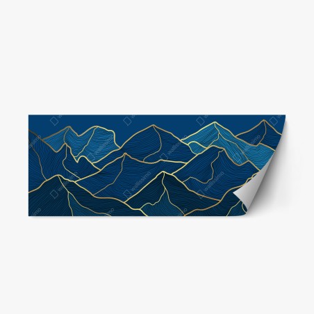 Repositionable sticker golden line mountain landscape • Wallissimo®