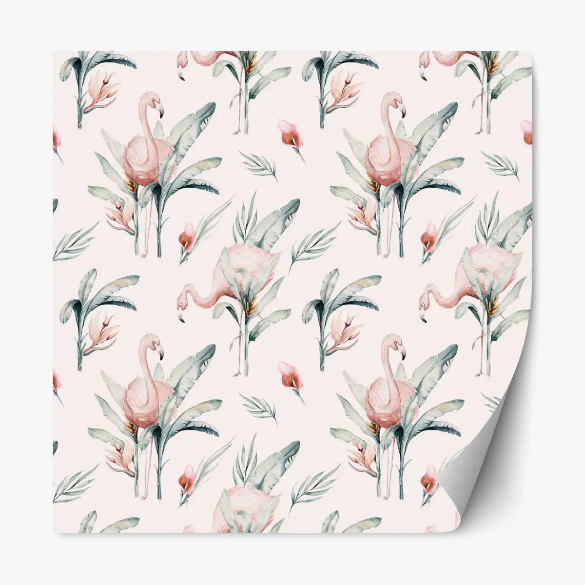 Repositionable sticker watercolor flamingo tropical pattern • Wallissimo® Repositionable sticker watercolor flamingo tropical pattern • Wallissimo®