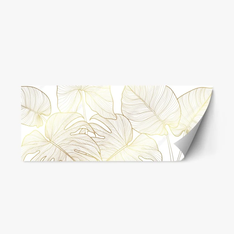 Repositionable sticker golden botanical line art