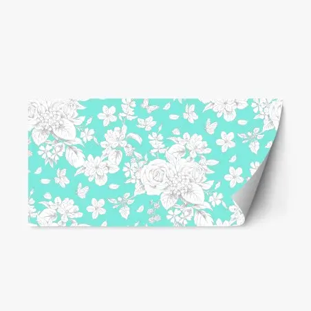 Repositionable sticker turquoise floral botanical pattern • Wallissimo®