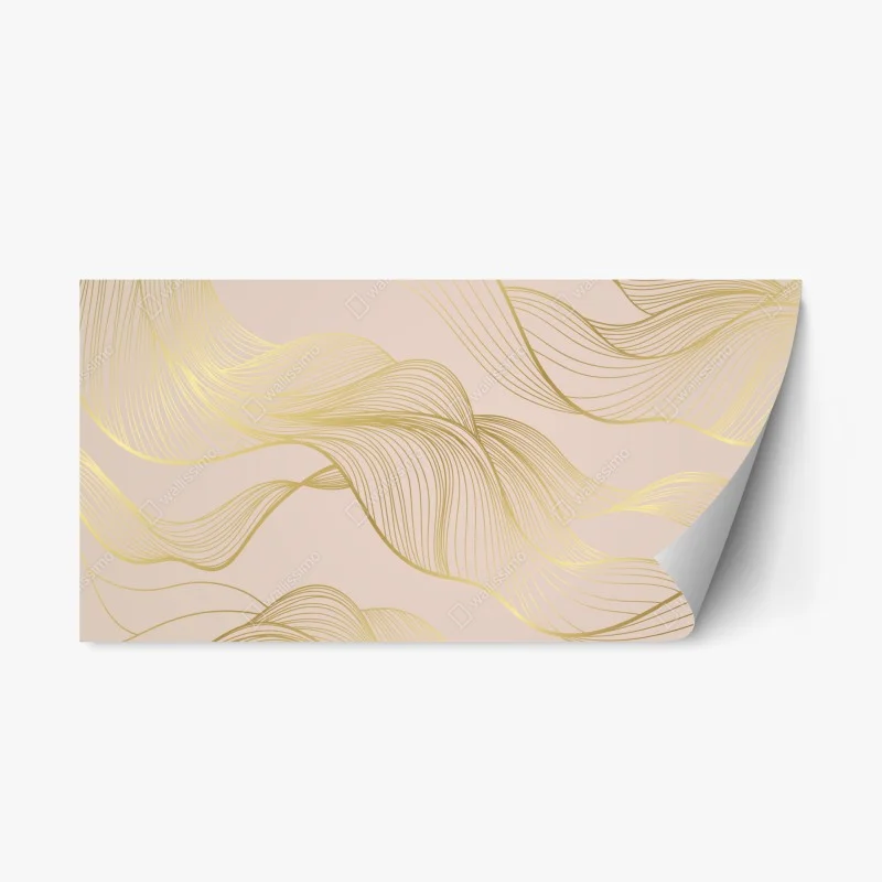 Repositionable sticker golden waves abstract pattern