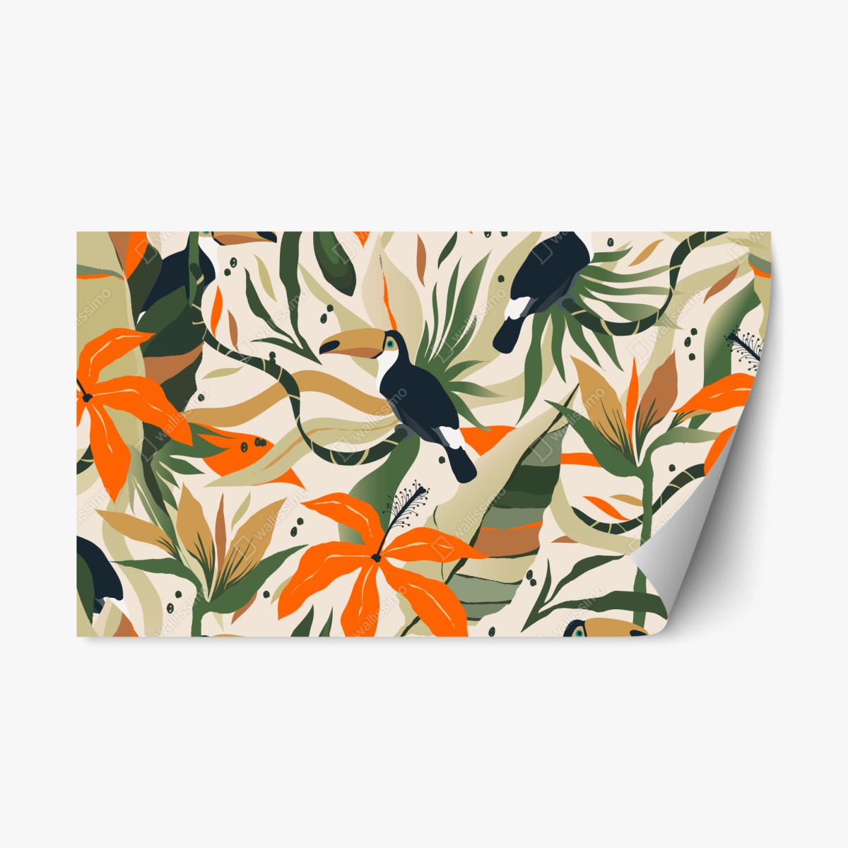 Repositionable sticker tropical toucan botanical pattern • Wallissimo® Repositionable sticker tropical toucan botanical pattern • Wallissimo®