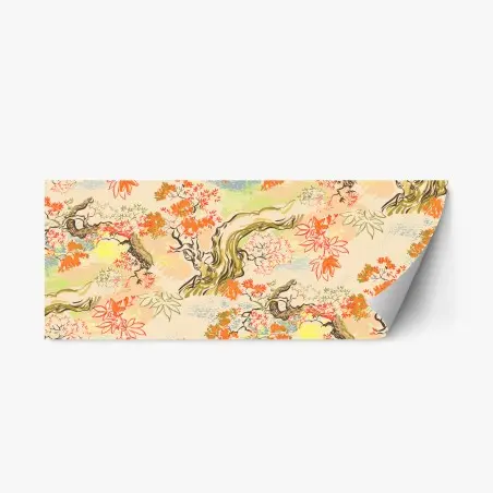 Repositionable sticker serene oriental tree and leaf pattern • Wallissimo®