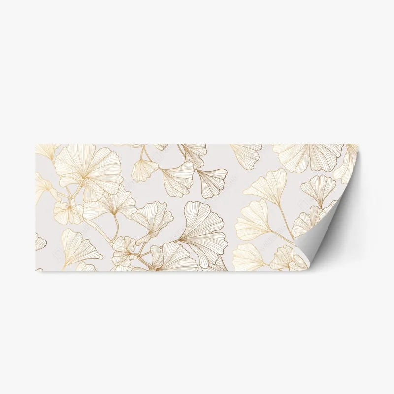 Repositionable sticker delicate golden ginkgo botanical pattern