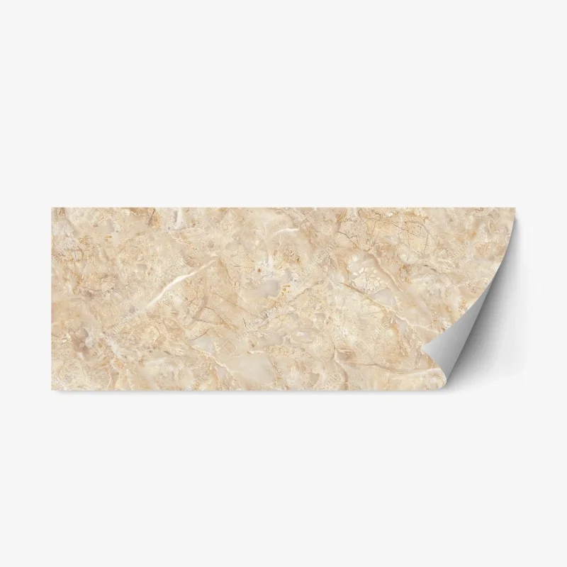 Repositionable sticker beige marble texture with natural veins
