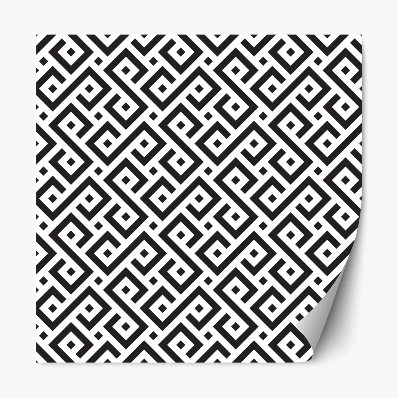 Repositionable sticker timeless black and white geometric pattern