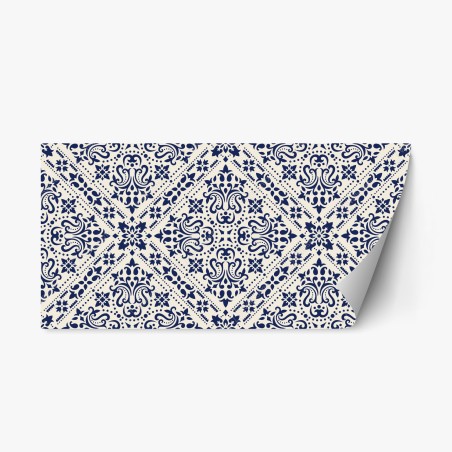 Repositionable sticker navy damask tile pattern • Wallissimo®