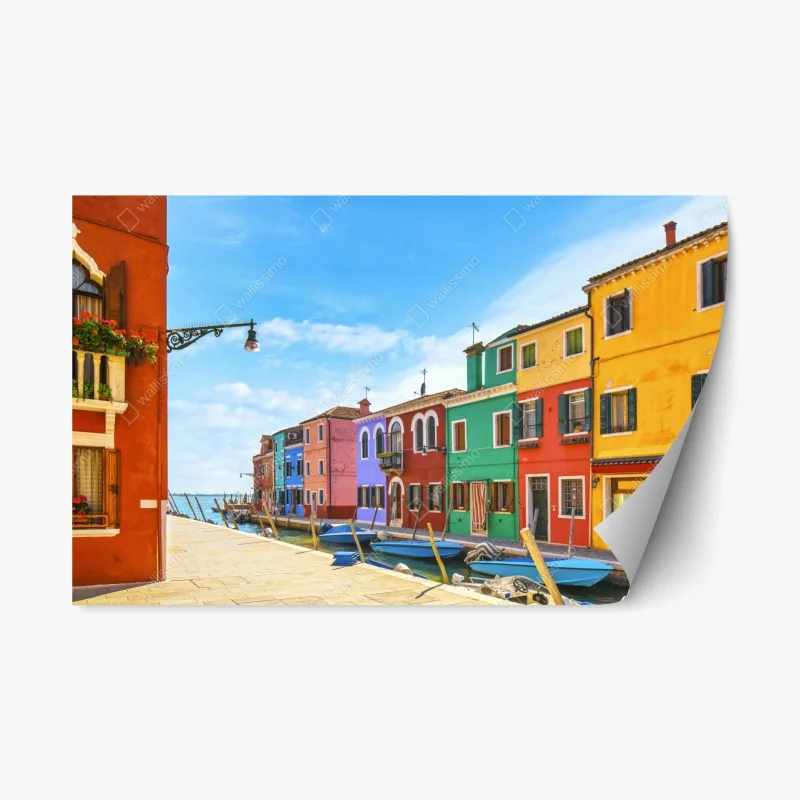 Repositionable sticker colorful canal houses of Burano
