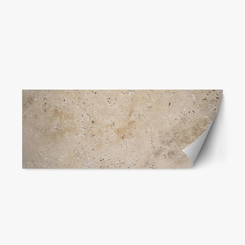 Repositionable sticker beige travertine stone texture