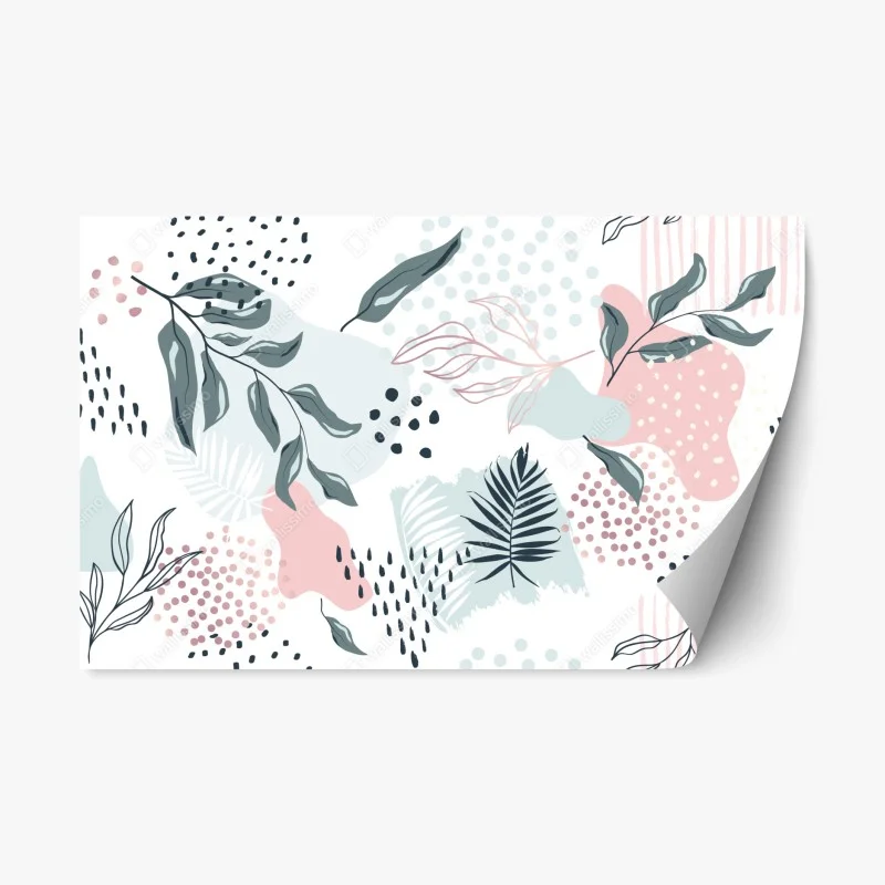 Repositionable sticker pastel botanical abstract pattern