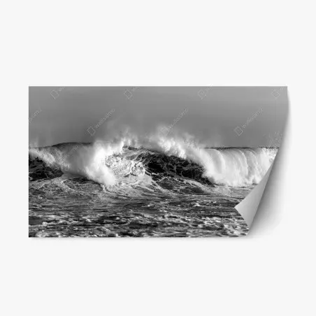 Repositionable sticker dramatic monochrome ocean wave • Wallissimo®