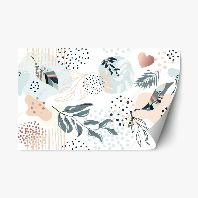 Repositionable sticker pastel botanical abstract design
