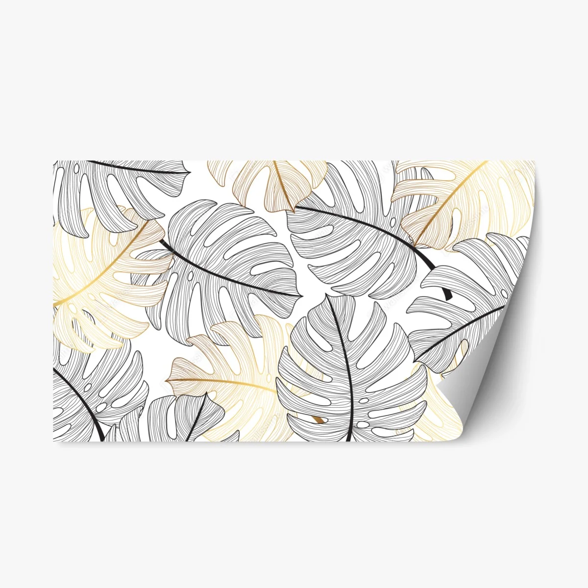 Repositionable sticker monstera leaf pattern with gold accents • Wallissimo® Repositionable sticker monstera leaf pattern with gold accents • Wallissimo®