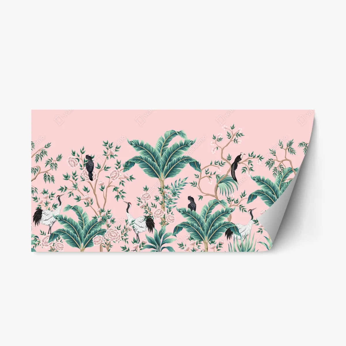 Repositionable sticker pastel tropical botanical design with cranes ⁕ Wallissimo® Repositionable sticker pastel tropical botanical design with cranes ⁕ Wallissimo®