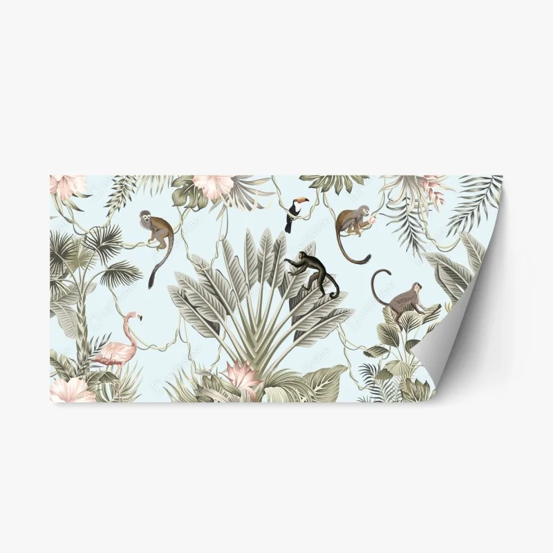 Repositionable sticker pastel jungle animals pattern