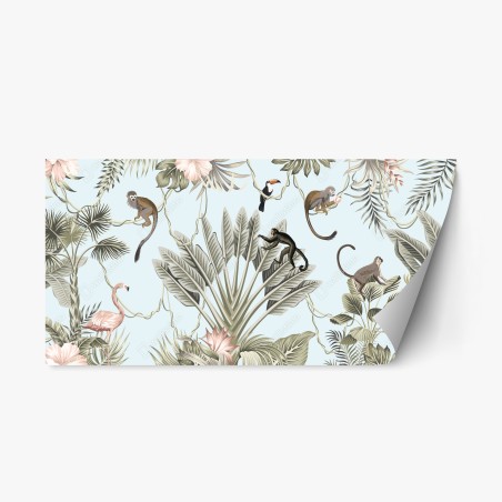 Repositionable sticker pastel jungle animals pattern • Wallissimo®