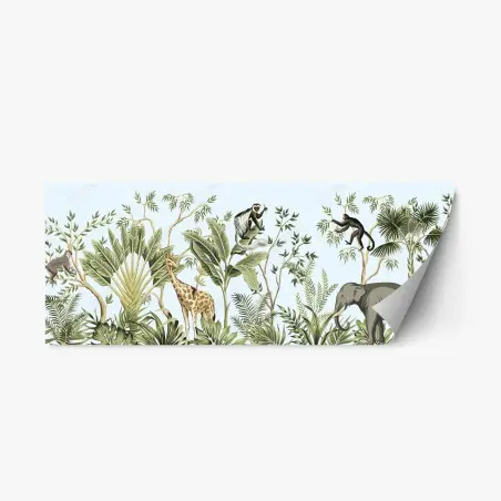 Repositionable sticker tropical jungle animals panorama • Wallissimo®