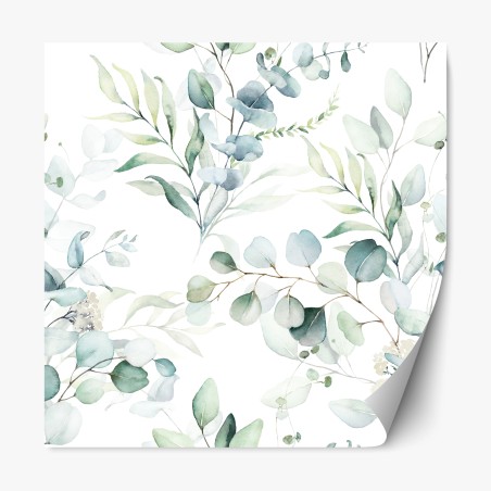 Repositionable sticker watercolor eucalyptus leaves pattern • Wallissimo®