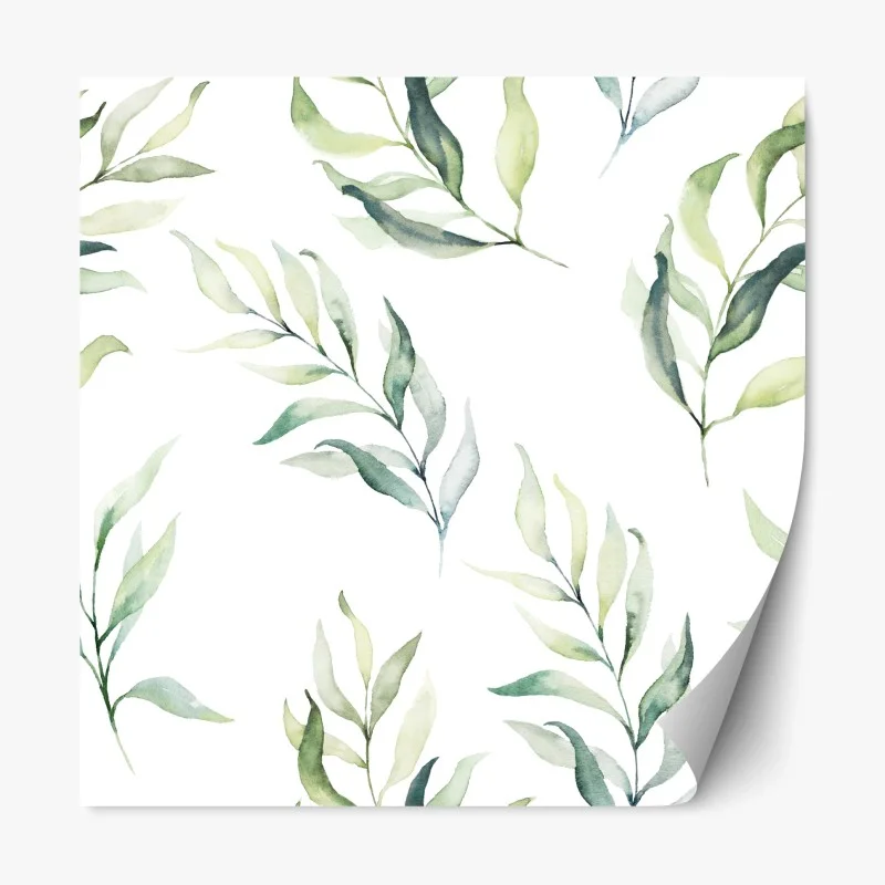 Repositionable sticker soft watercolor eucalyptus leaves pattern