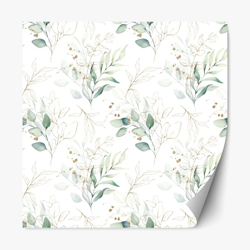 Repositionable sticker soft eucalyptus watercolor leaves pattern