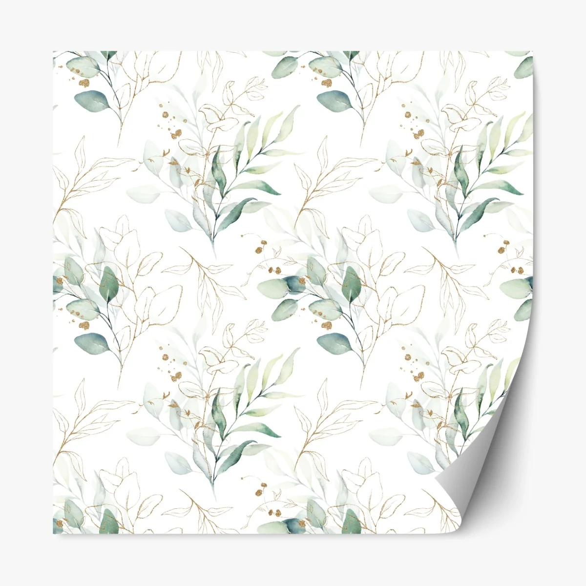 Repositionable sticker soft eucalyptus watercolor leaves pattern • Wallissimo® Repositionable sticker soft eucalyptus watercolor leaves pattern • Wallissimo®