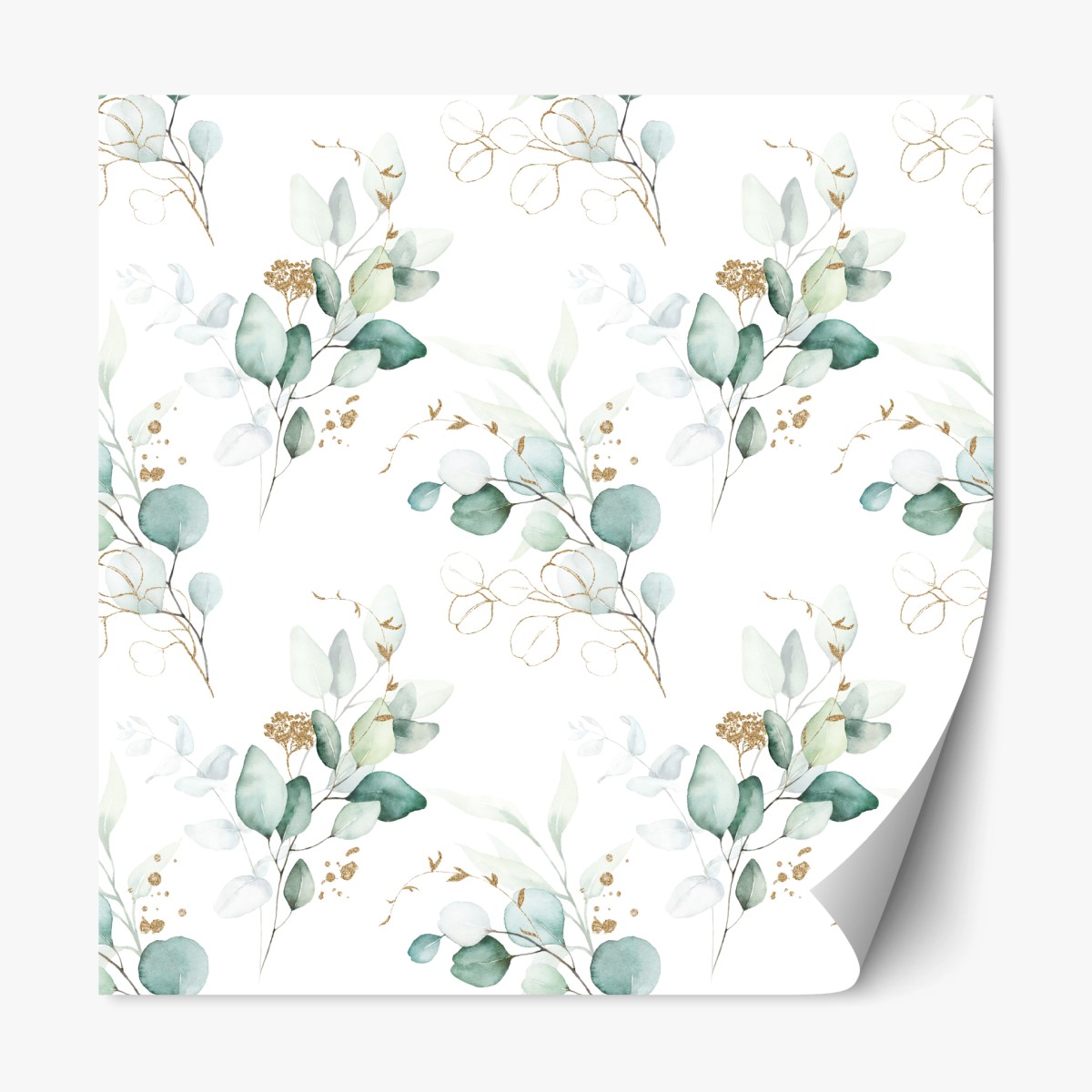 Repositionable sticker green eucalyptus watercolor botanical pattern • Wallissimo® Repositionable sticker green eucalyptus watercolor botanical pattern • Wallissimo®